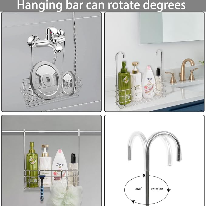 2pcs Single-Layer Hanging Shower Caddy, Rustproof Shelves Rack - Image 5