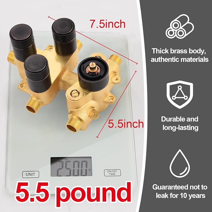 Push Button 3 Way Thermostatic Shower Diverter Valve, Concealed 3 Outlet Multi - Image 5