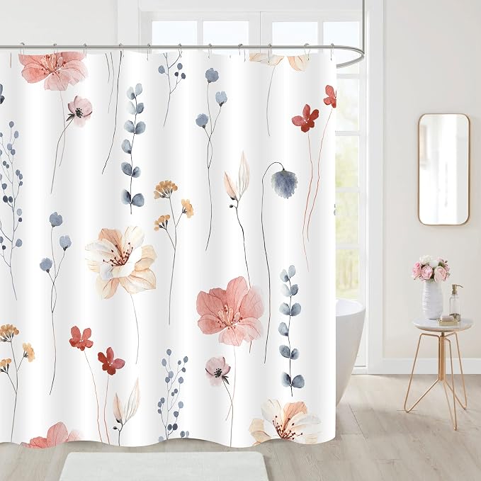 Gibelle Small Stall Shower Curtain 36 x 72, Narrow Half Watercolor Floral - Image 2