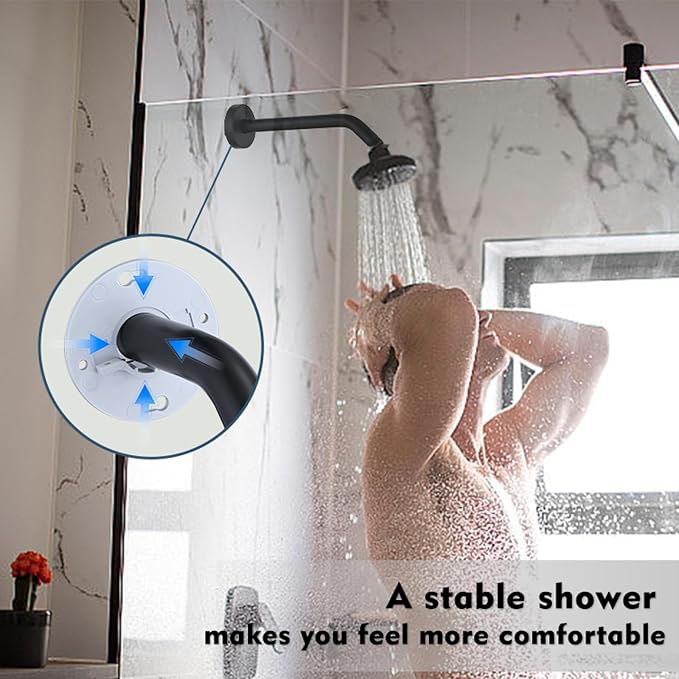 10 Inch Shower Arm with Flange and Stabilizer Bracket, Wall Mounted Shower Pipe - Image 3