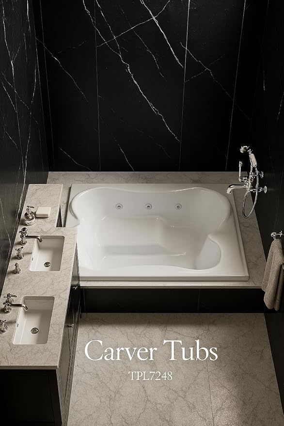 Carver Tubs - TPL7248 - Modern Acrylic Fiberglass Whirlpool Tub Water Massage - Image 3