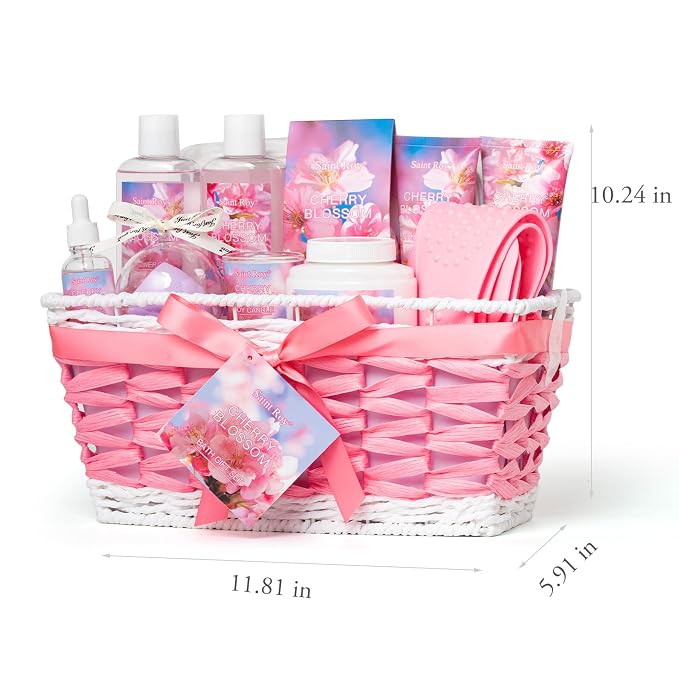 Bath & Body Gift Set, Luxury Home Spa Bath Gift Basket, Cherry Blossom spa kit - Image 5