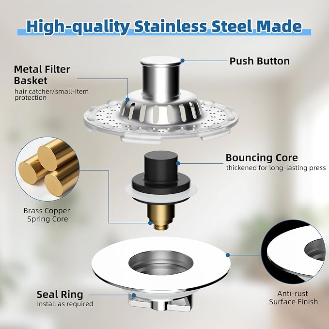 Metal 2 Pack Bathtub Drain Stopper - Image 5