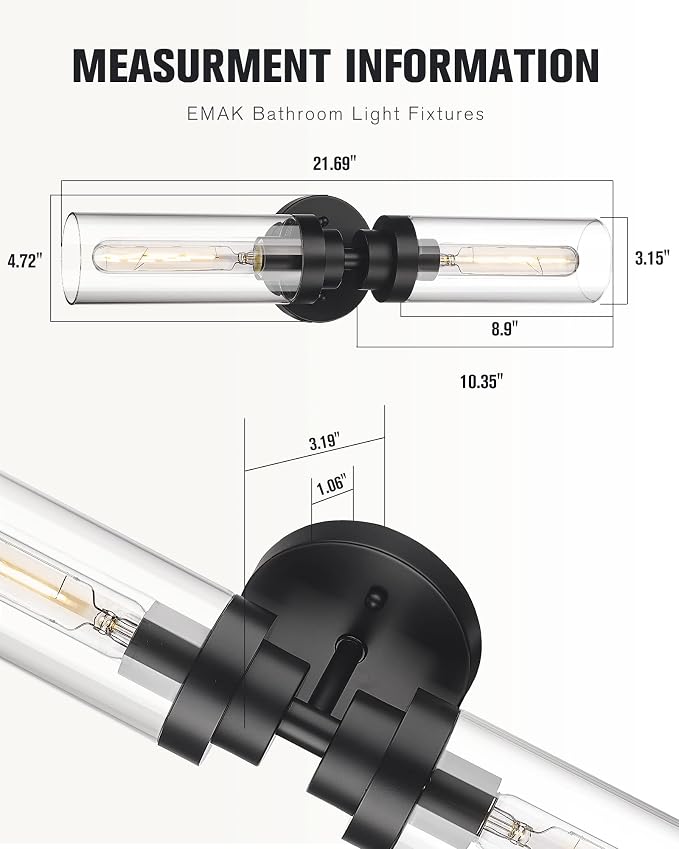 Emak 2 Light Black Vanity Lights - Image 4