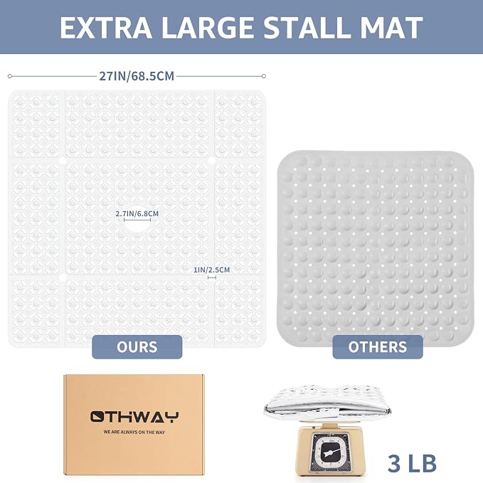 OTHWAY Square Shower Mat, TPE Non-Slip Mat - Image 4