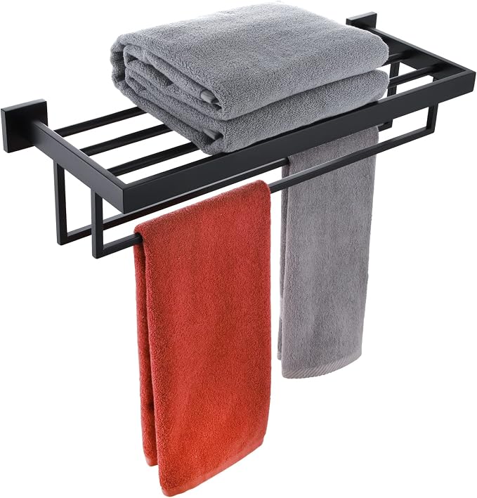 KOKOSIRI Black Towel Rack 20'' Bathroom Towel Shelf by KOKOSIRI