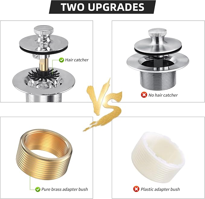 All Metal Lift & Turn Bathtub Drain Kit - Image 6