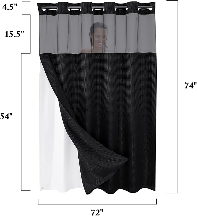 Gibelle No Hook Waffle Weave Shower Curtain - Image 7