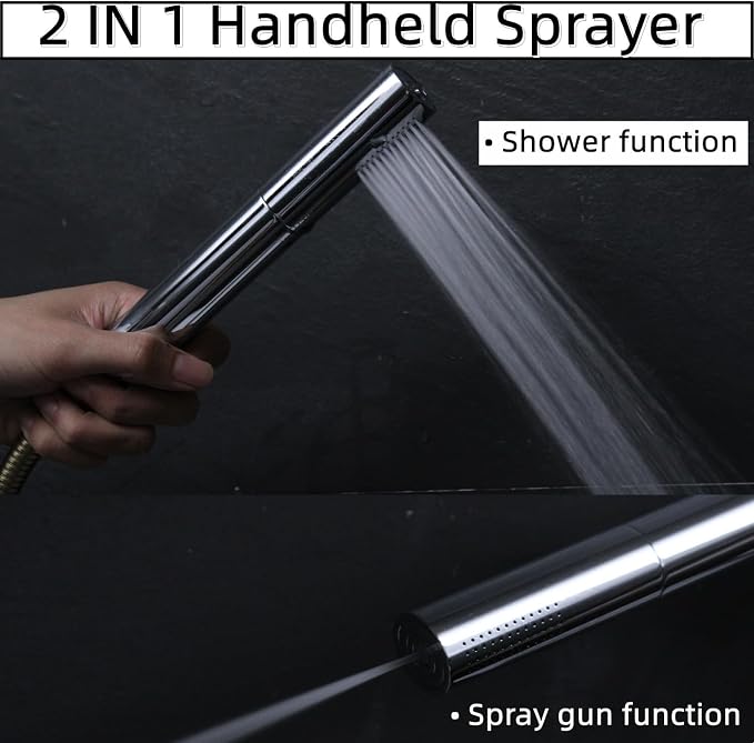 AYIVG Chrome Finish Round Brass 2 In 1 Function High Pressure Handheld Shower - Image 2