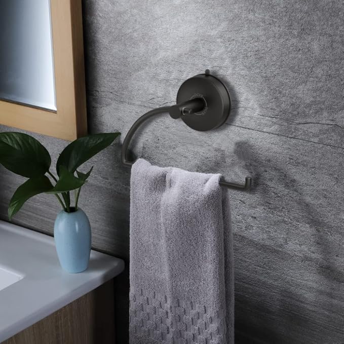 DGYB Suction Cup Hand Towel Ring Black Hand Towel Holder - Image 2