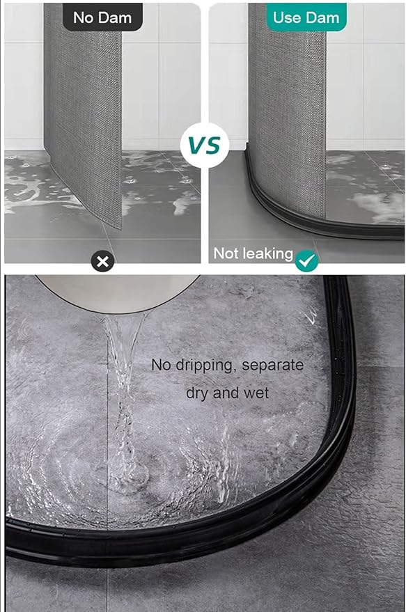 98Inch Collapsible Shower Threshold Water Dam 2" High Shower Barrier Water - Image 4