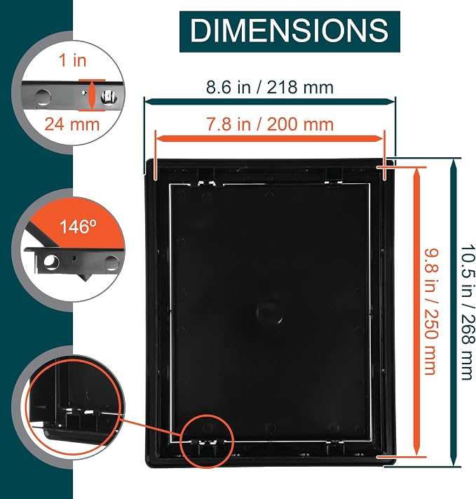 8" x 10" Black Plastic Access Panel - Image 2