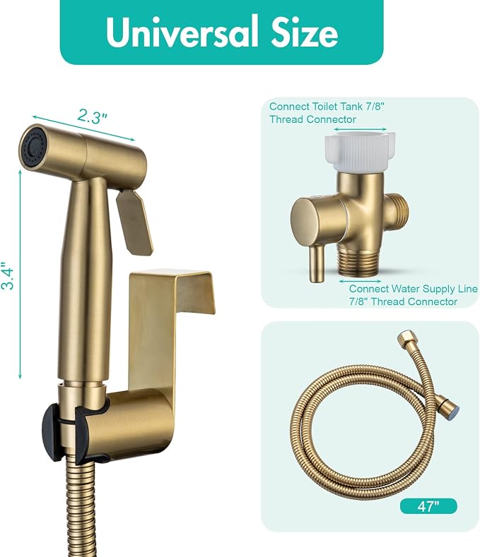 BARROCK Handheld Bidet Sprayer for Toilet, Stainless Steel Metal Made Baby - Image 8