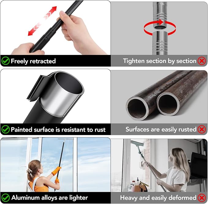 Shower Squeegee with Long Handle, 15-51" Telescopic Squeegee - Image 4