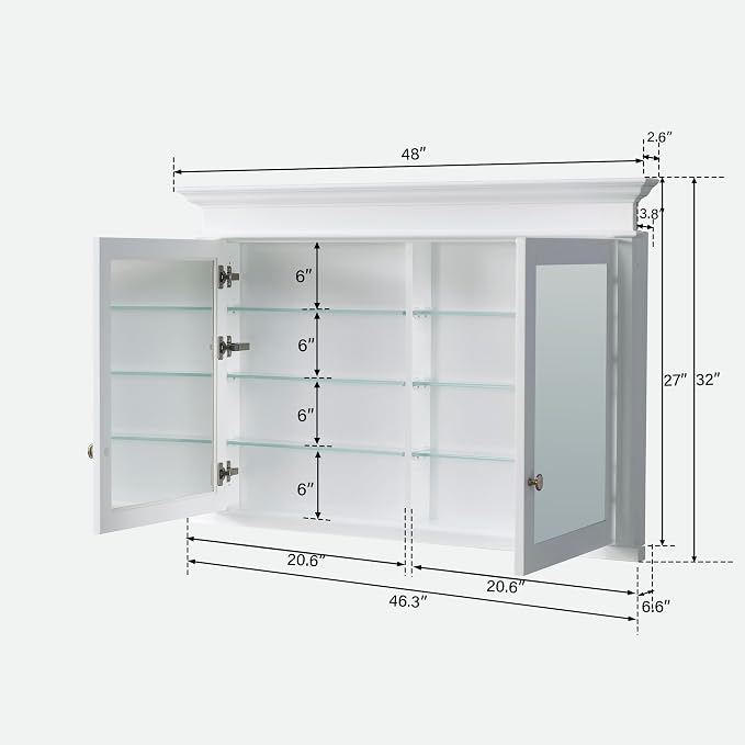 WELLFOR 48"x 32" Bathroom Medicine Cabinet - Image 2