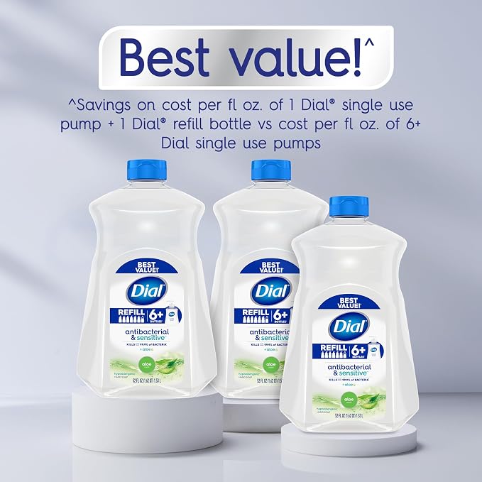 Dial Antibacterial Defense Liquid Hand Soap + Aloe, Aloe Scent, 52 Fl Oz Hand - Image 4