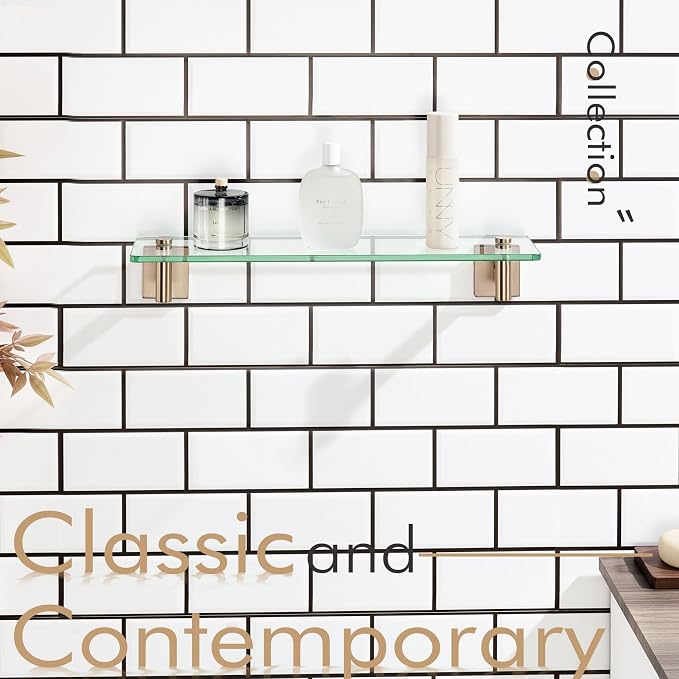 KOKOSIRI Wall Shelves Bathroom Hardware Tempered Glass Floating Shelf Hanging - Image 12