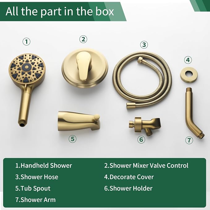 Brushed Gold Shower Faucet Set - Image 6