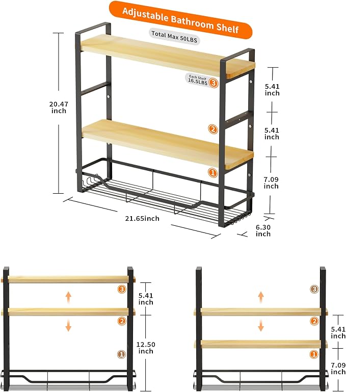 Bathroom Shelves Over Toilet Storage - Image 2