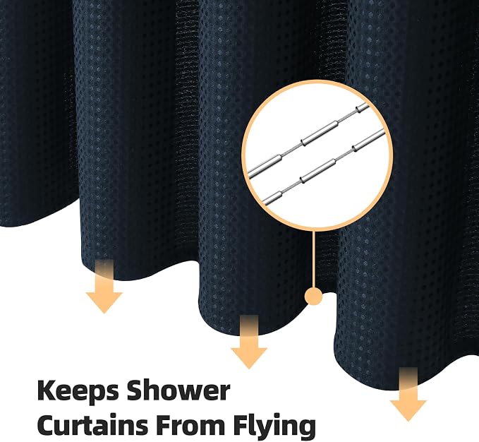 LaCyan 3 in 1 Waterproof Waffle Weave Shower Curtain and Clear Liner Set - Image 4