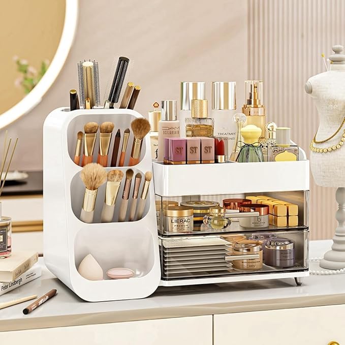 Makeup Organizer with Drawers for Vanity, Spacious Cosmetic Display Case by Booklov