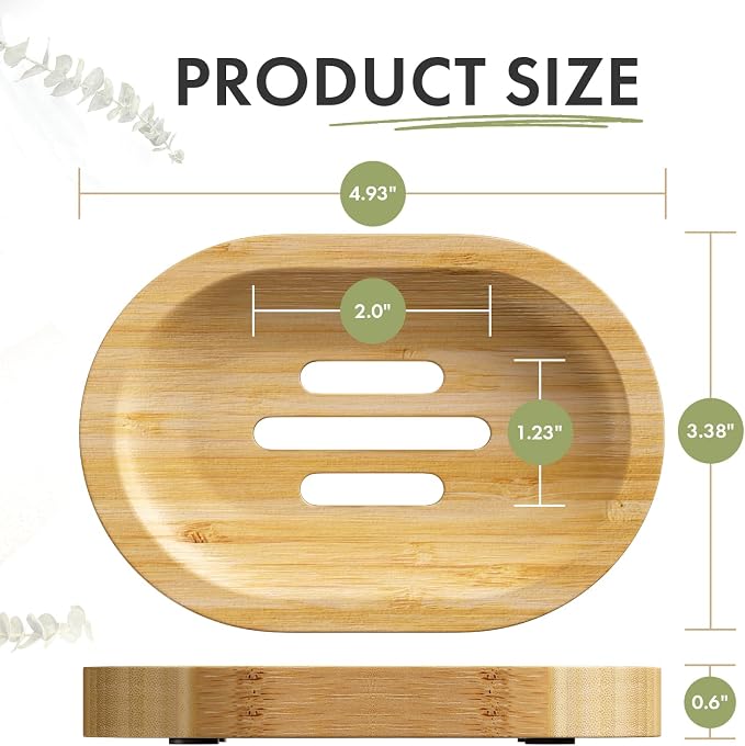 AmazerBath Bamboo Soap Holder, Bamboo Soap Dish, 2 Pack Soap Dishes - Image 4