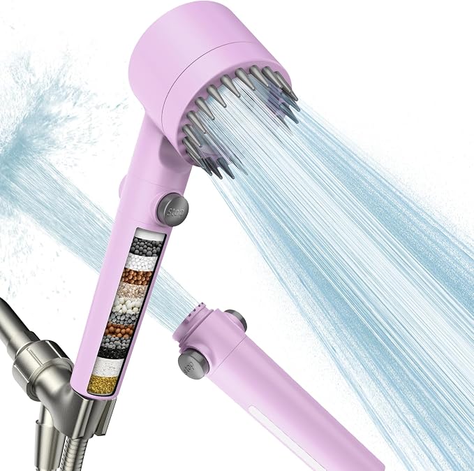 Filtered Shower Head with Handheld, High Pressure Water Flow and Multiple Spray by Sipaote
