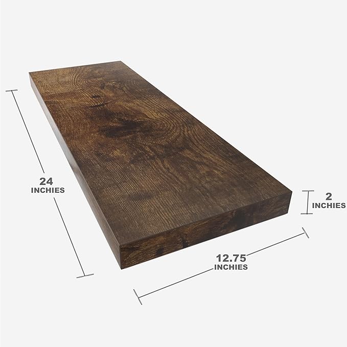 Floating Shelf, 24 in W x 12.75 in D x 2 in H Wooden Floating Wall Shelf - Image 3