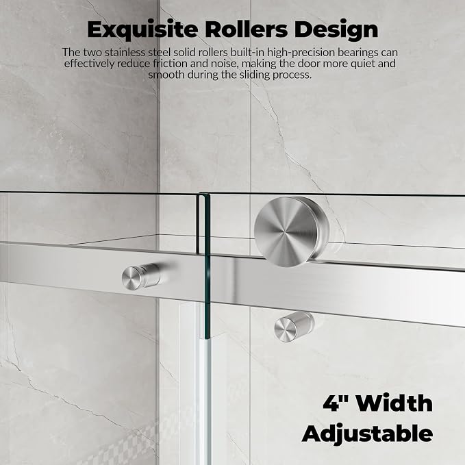 44-48" W x 76" H Frameless Sliding Shower Doors, Made - Image 6