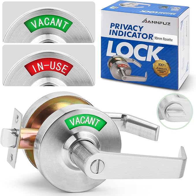 Vacant Occupied Bathroom Door Handle Lock, Privacy Lever by ANNFUZ