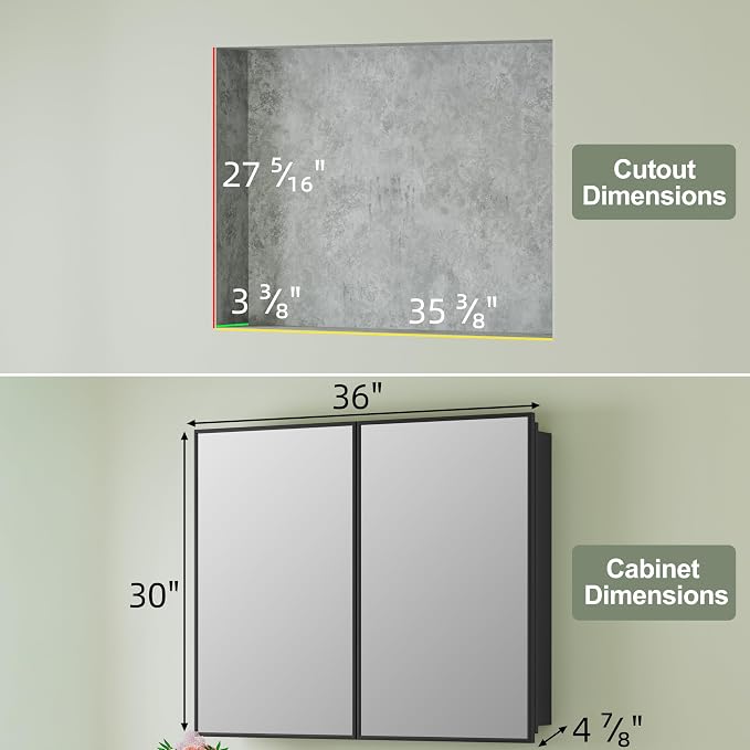 Buruis 36" x 30" Framed Medicine Cabinet - Image 2