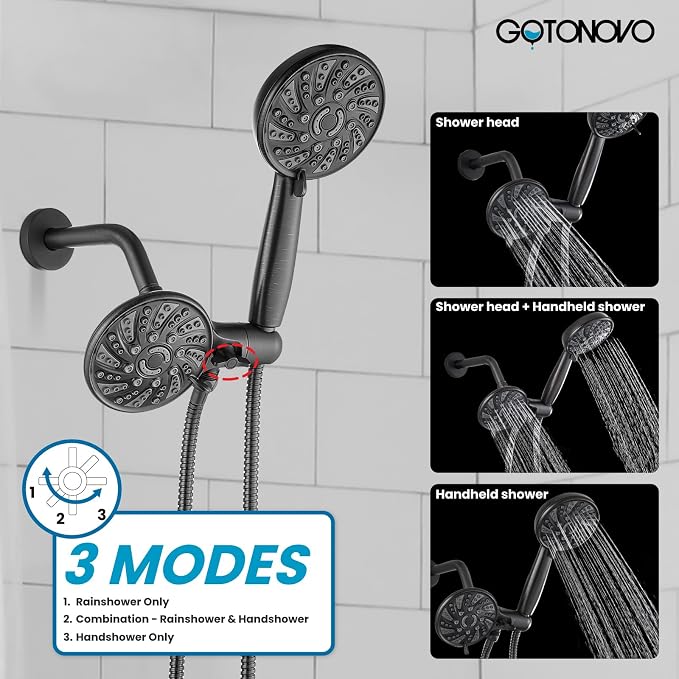 gotonovo Dual 2 in 1 Shower Head Kit High Pressure Combo System Shower Faucet 6 - Image 4