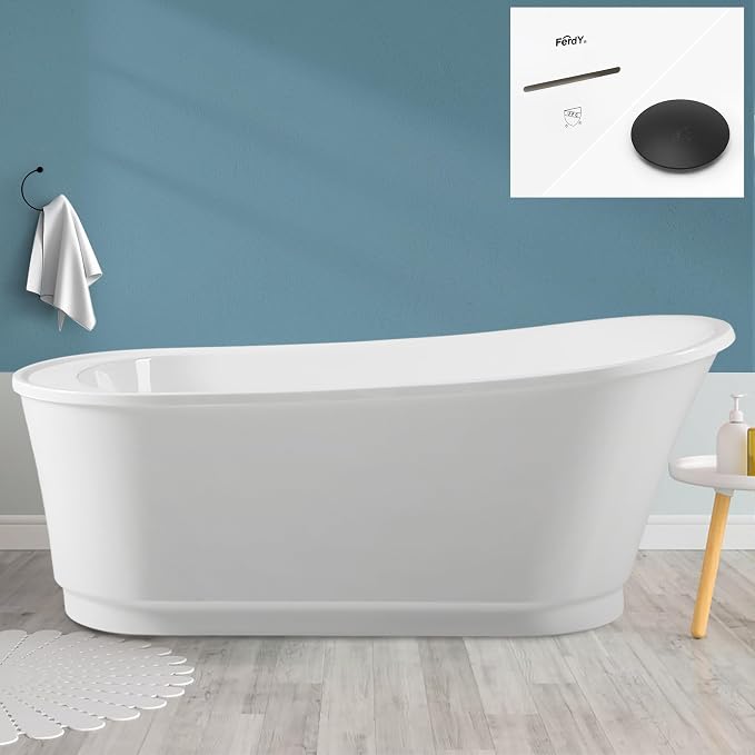 FerdY Langkawi 67" Acrylic Freestanding Bathtub, cUPC Certified, Matte Black by FerdY