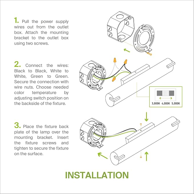 ASD LED 24" Vanity Wall Mount Light Fixture, Linear Bathroom Lighting Bar | 3CCT - Image 9