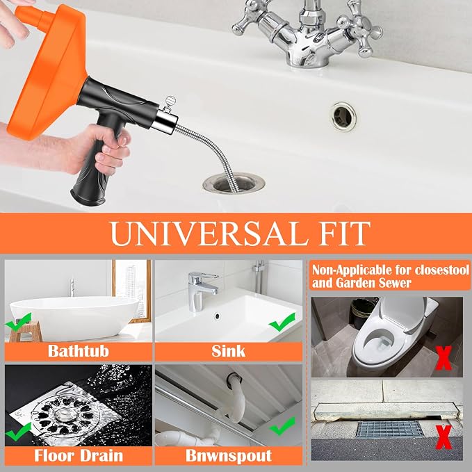 33 Feet Drain Snake Auger, Plumbing Snake Drain Hair Clog Removal Tool - Image 2