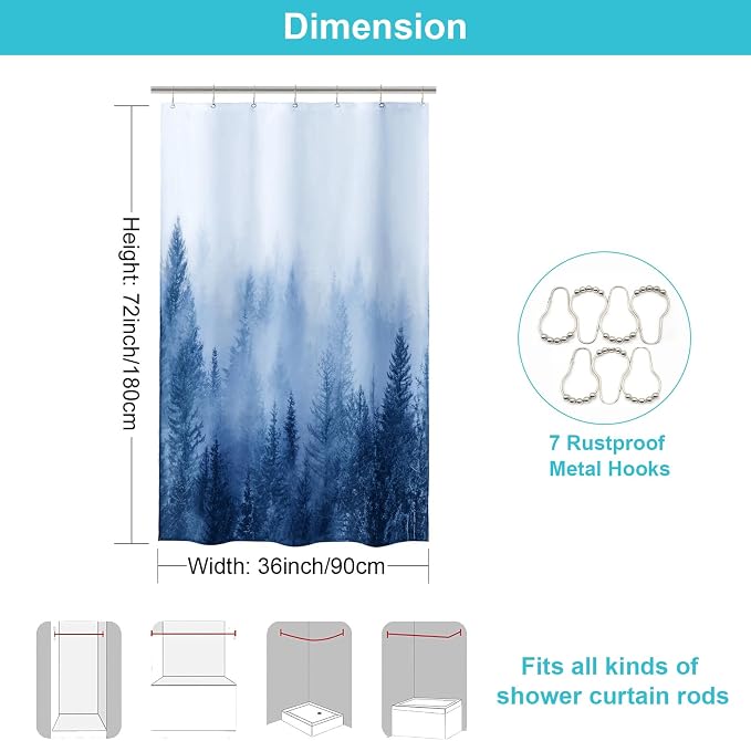 ORTIGIA 36x72 Misty Forest Stall Shower Curtain - Image 2