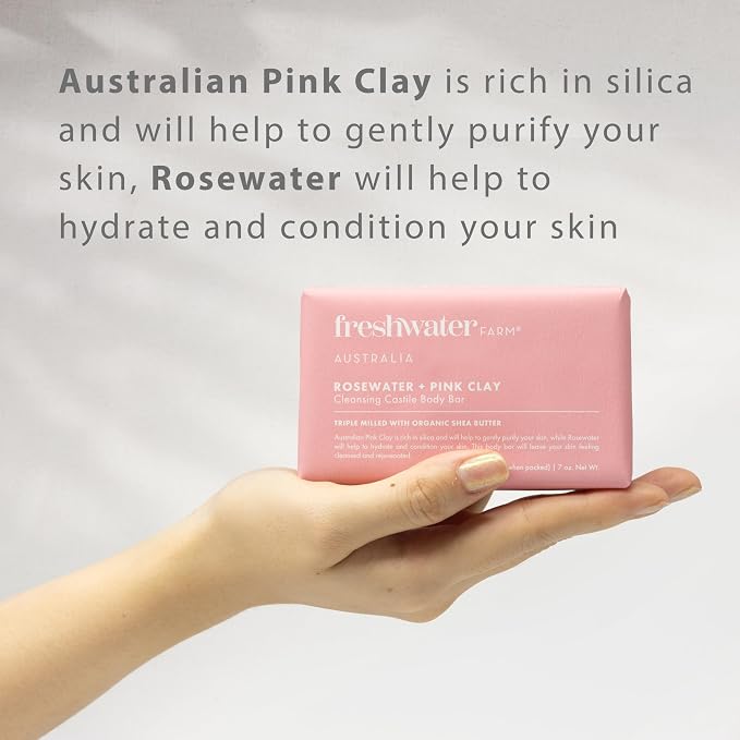 Freshwater Farm Australia Castile Natural Bar Soap | Rosewater + Pink Clay | - Image 5