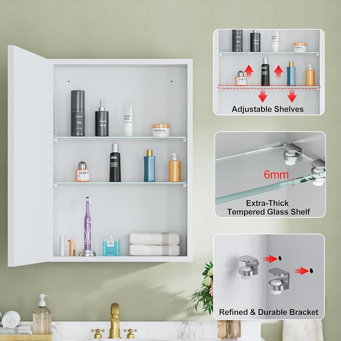 Buruis 20" x 28" Framed Medicine Cabinet - Image 6