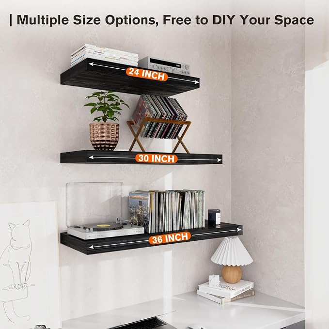 Floating Shelf, 30 in W x 12.75 in D x 2 in H Wooden Floating Wall Shelf - Image 5