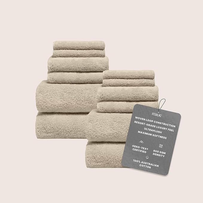 Italic Ultraplush 12-Piece Family Towel Set – Luxury Bath Towels, Hand Towels & - Image 2