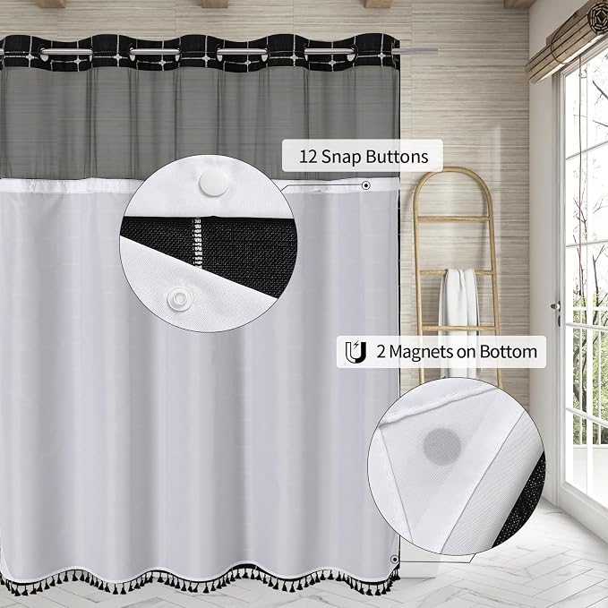 No Hooks Required Farmhouse Shower Curtain - Image 2