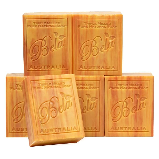 BELA Frankincense and Myrrh Soap 3.3 OZ Pack of 6, French Triple Milled Bar Soap by BELAPURENATURALSOAPSANDODORELIMINATINGHOMEFRAGRANCES