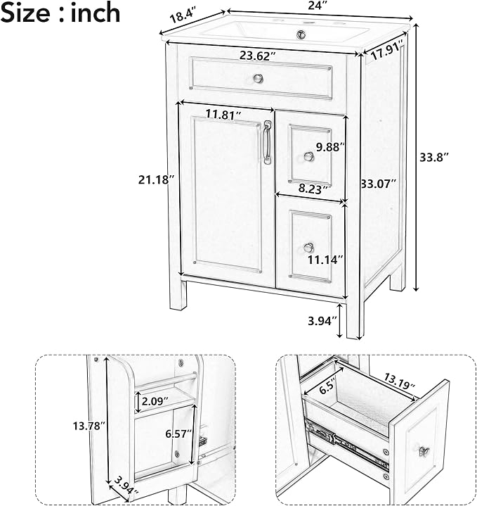 Harper & Bright Designs 24" Bathroom Vanity - Image 2