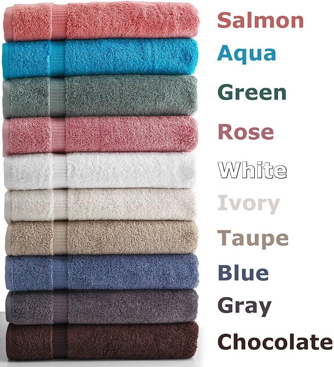 SALBAKOS 100% Turkish Cotton Bath Towel Set of 4 27x54 inch | Heirloom Quality - Image 2