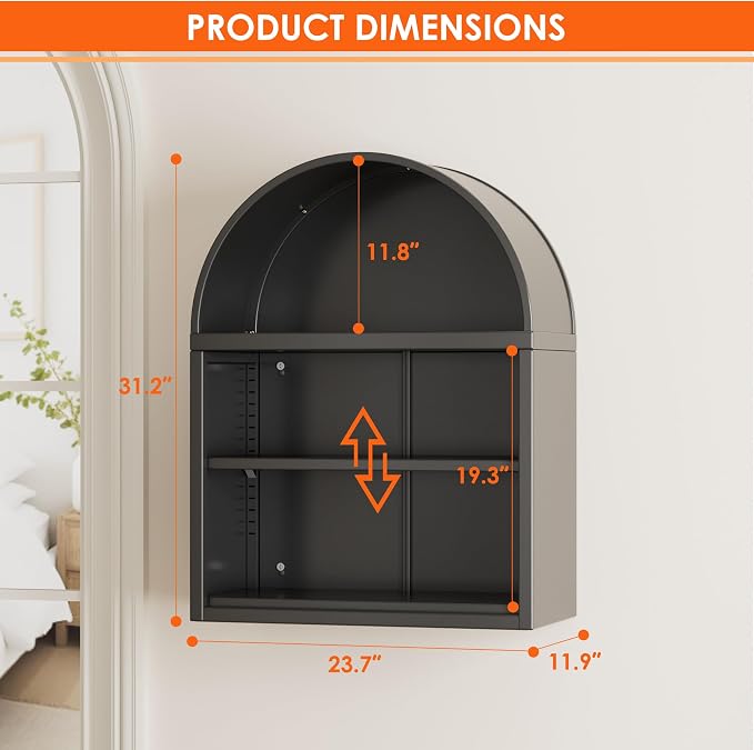 Arched Wall Shelf, Bathroom Arched Wall Cabinet - Image 3