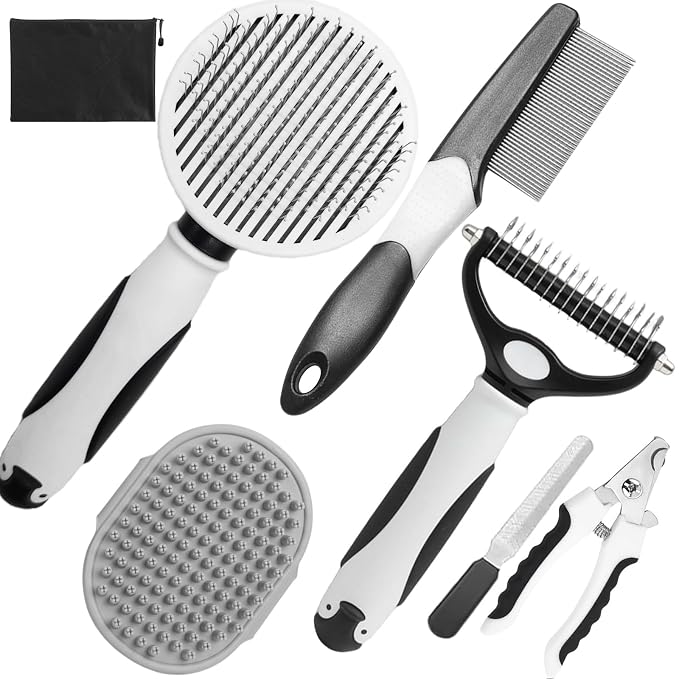 Dog Brush for Shedding, Undercoat Rake, Slicker Brush, Deshedding Comb by KUEIOX