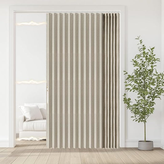 Accordian Door Curtain, 100% Blackout Folding Magnetic Doorway Curtains by JILRON