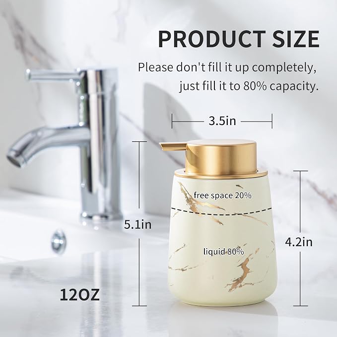 Enra Ceramic Foaming Soap Dispenser -12oz Modern Foam Gold Hand Soap Dispenser - Image 2