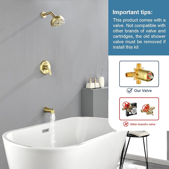 Shower Tub Kit Tub Shower Faucet Combo Set Bathtub Faucet Set Shower System - Image 3