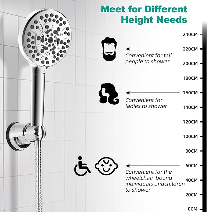 Hibbent 2 Pack Vacuum Suction Cup Shower Head Mount, Removable Shower Head - Image 4
